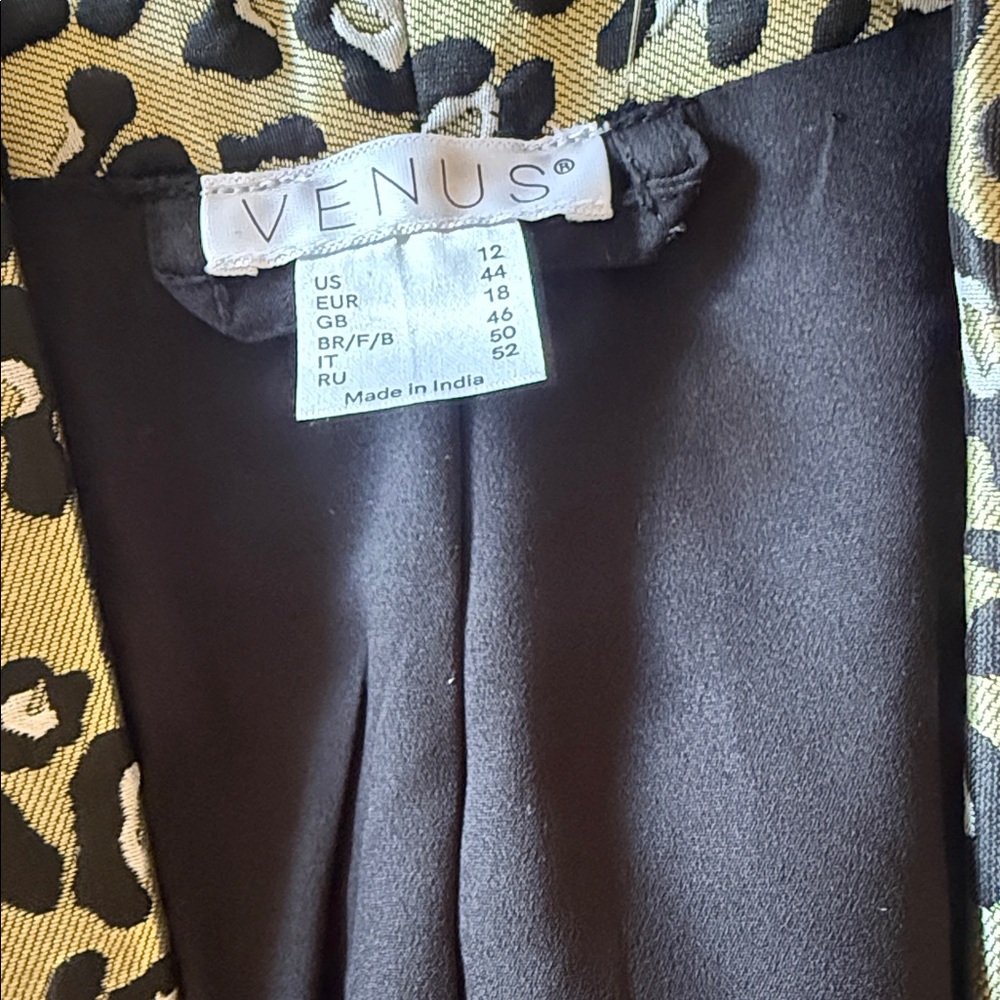NEW VENUS Leopard Jacquard Blazer COLOR Black & Gold - Picture 10 of 12